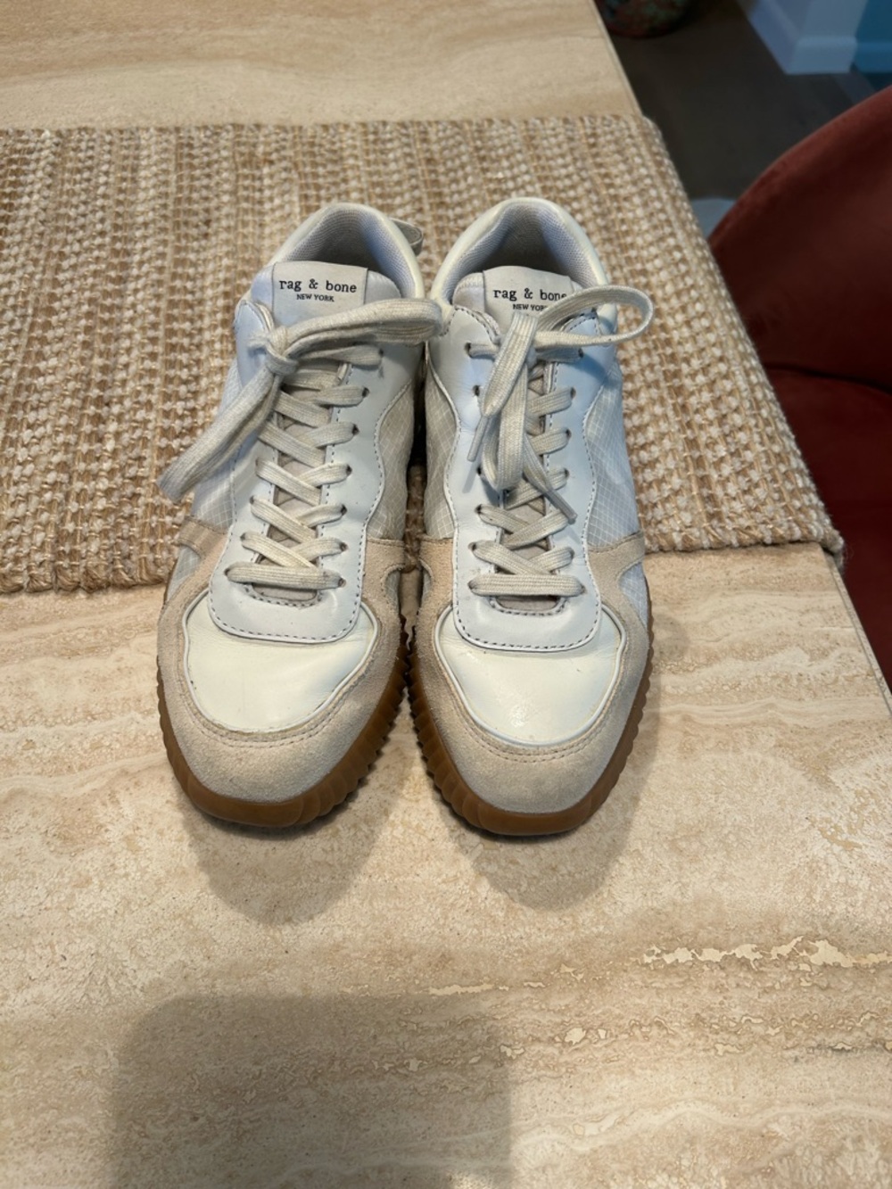 rag & bone women’s  White and Tan retro style Sneakers